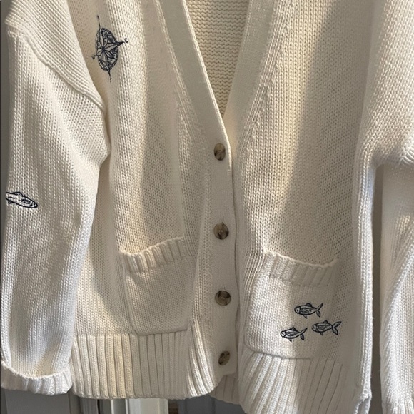 J. Crew Sweaters - J. Crew Cream Cardigan with Nautical Embroidery